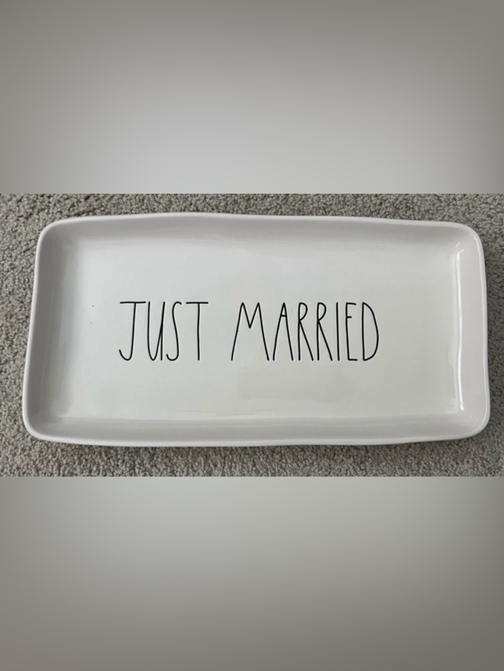 Rae Dunn Just Married Wedding Day 14in Ceramic Serving Tray Platter